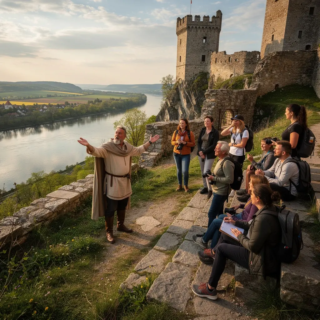 A panoramic view of Bratislava's iconic castle overlooking the Danube River.